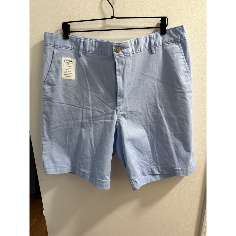 IZOD Saltwater Stretch Shorts Mens 40 Blue Double Pleat Relaxed Classics 9.5"